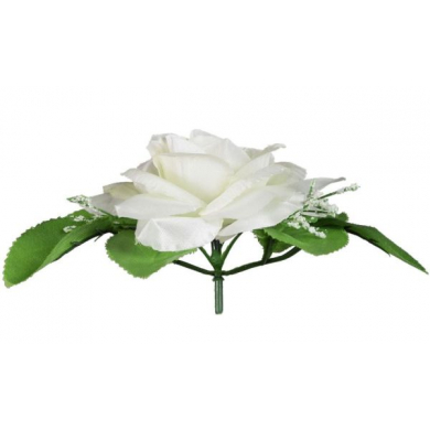 Róża w pąku - główka z liściem Cream